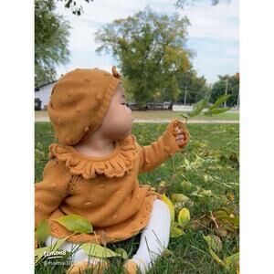 Cynthia Rowley Baby Fall Ruffle Collar Bobble Sweater Dress Girls 0-3 Months